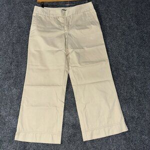 Eddie Bauer Pants Womens 8 Vashon Fit Beige Cotton Wide Leg Pockets